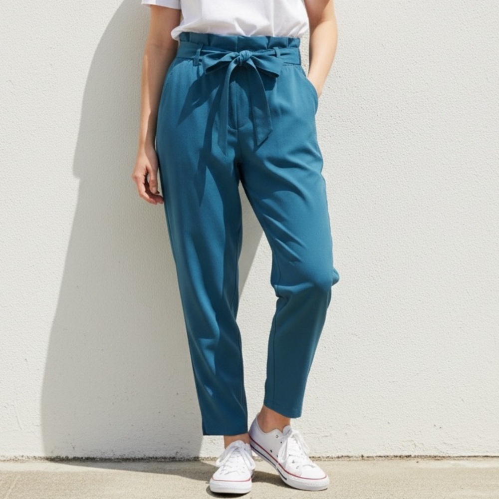 CALIA by Carrie Underwood Self-Belt Every Day Ankle Pant D. Teal size-L EUC